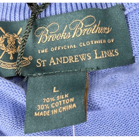 Brooks Brothers Silk Argyle Sweater Vest Mens L St Andrews Links Old Money NEW